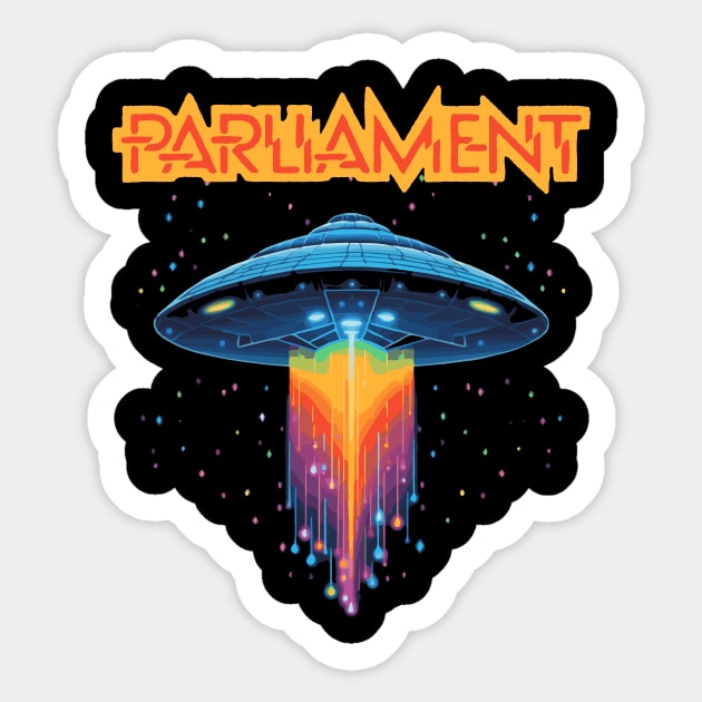 Parliament Funkadelic Retro Mothership UFO Rock Funk Throwback Sticker by robotbasecamp